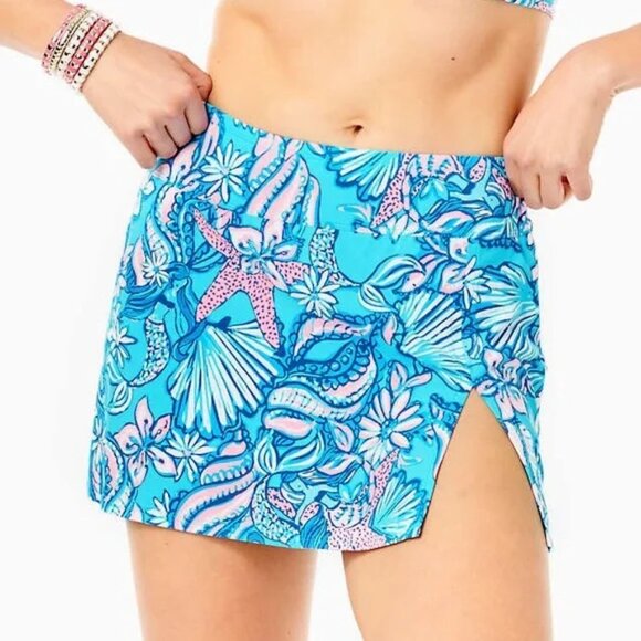 Lilly Pulitzer Kellyann Skirted Swim Bottom Amalfi Blue Sound The Sirens NWT - Picture 1 of 11